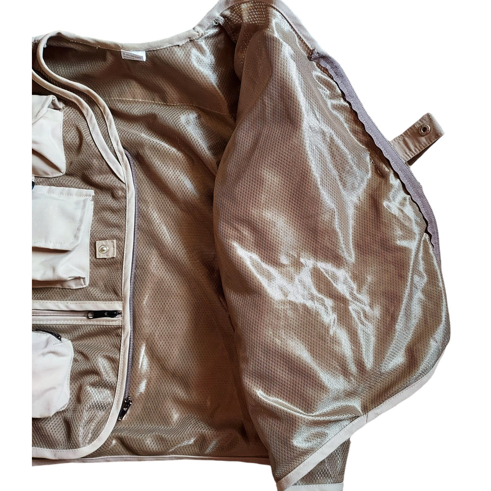 Eagle Claw Deluxe Beige Utility Fly Fishing Vest 10 Pocket Adjustable Zip  Sz XL - Picture 6 of 8